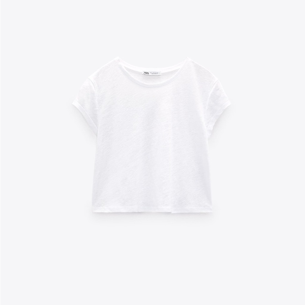 Women’s White Linen Blend Zara Crop Top